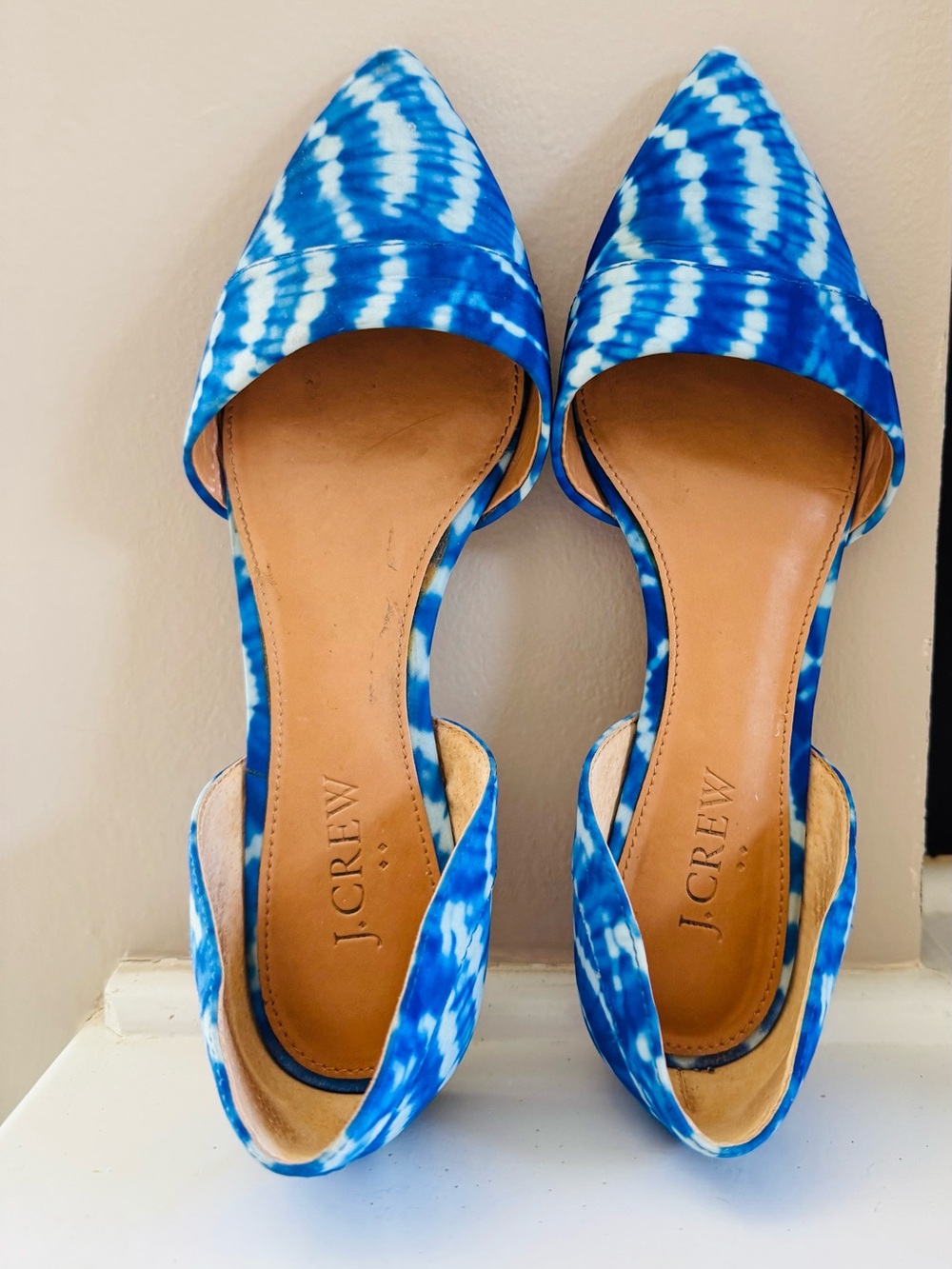 J. Crew Blue Tie-Dye Pointed D'Orsay Flat